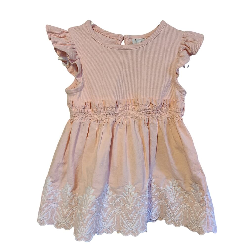 Joie‎ Dress Girls 2T Floral Embroidered Ruffle Sleeve Pink Soft Girl Coquette